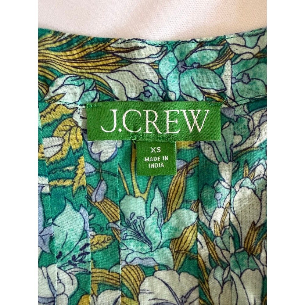 J.Crew Button-Front Cotton Voile Cover-Up Dress Aqua Blooms Blue Green Size XS - Picture 7 of 10